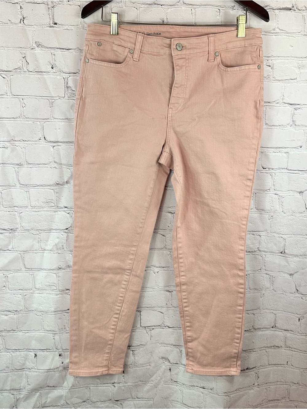 Talbots flawless slim ankle Jeans petite 10p stretch minimalist boho dusty pink